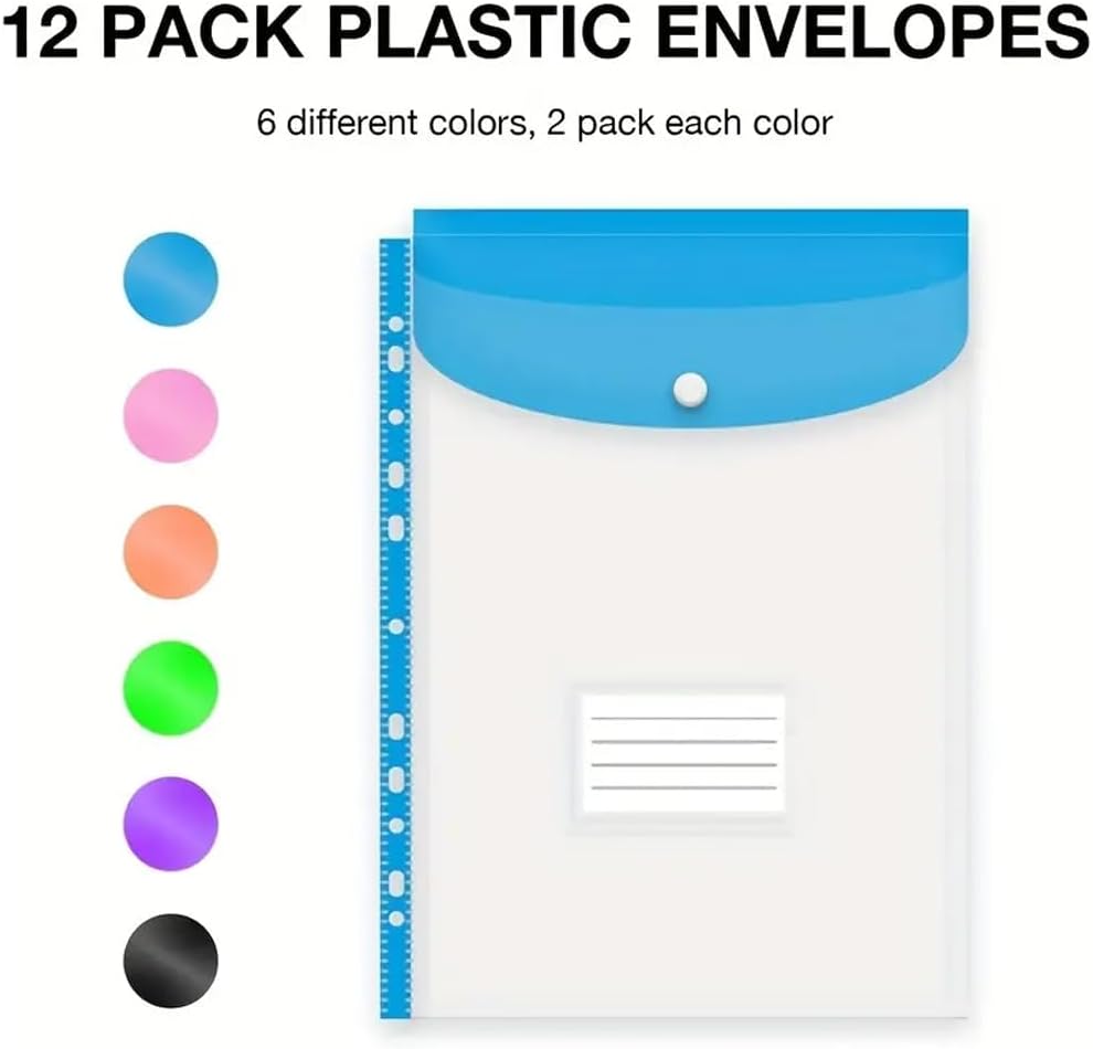 KAV A4 Punched Pockets Plastic Document Wallets - Expandable Clear Pla ...