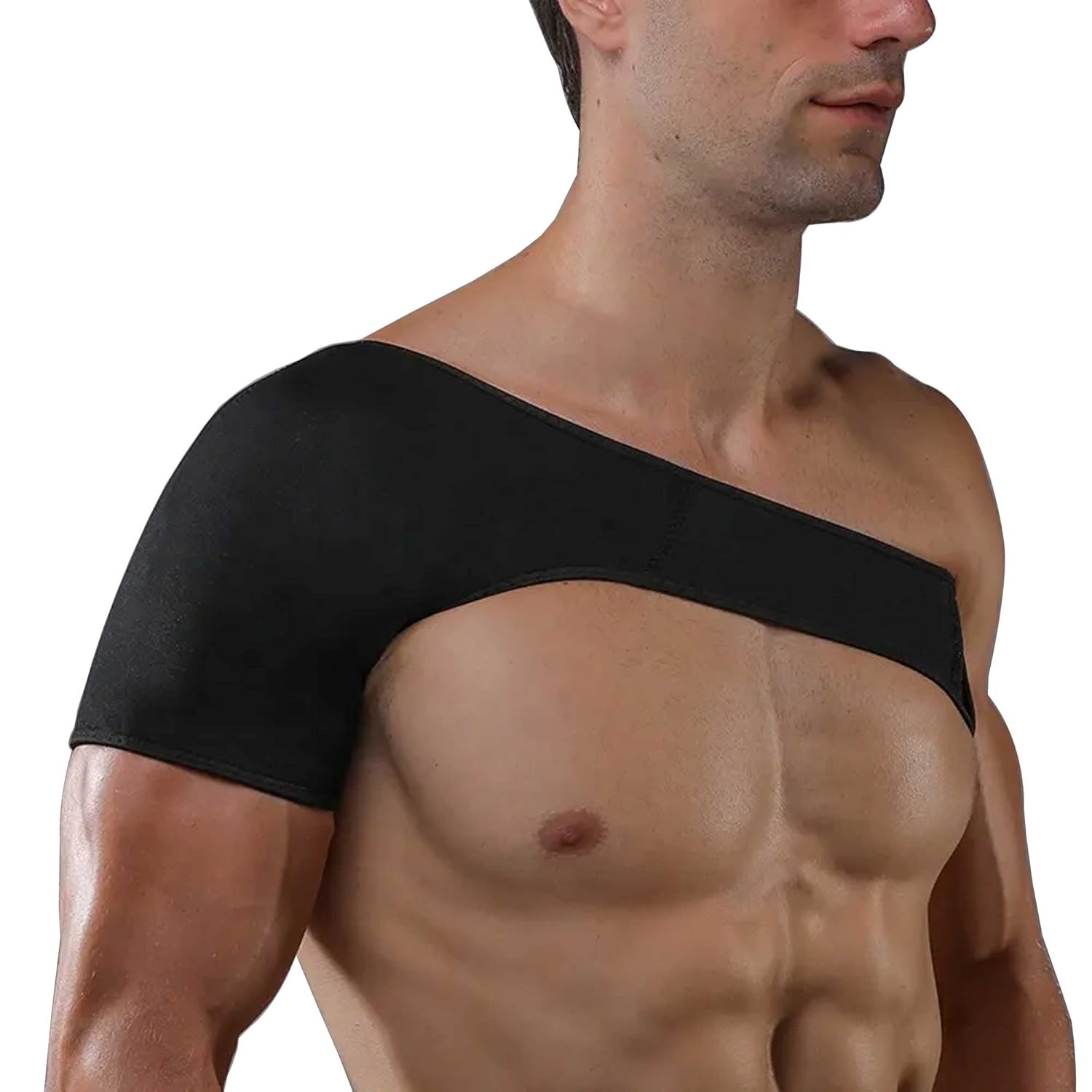 KAV Shoulder Brace Neoprene Material, Adjustable and Comfortable Sholder Support, One Size Fits All, Black Brace Posture Corrector Men and Women