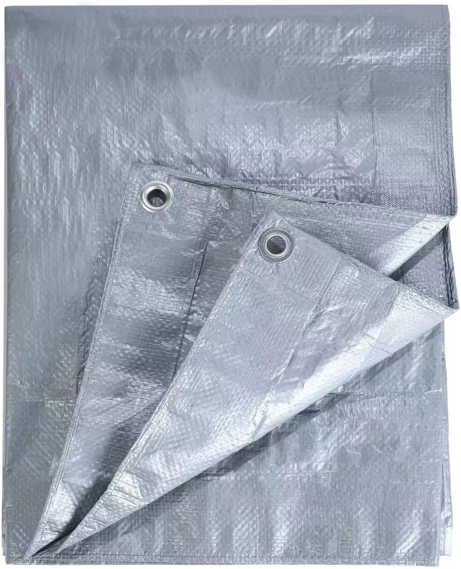 KAV Premium Tarpaulin Waterproof Heavy Duty Tarp with Eyelets Ground Sheet in Grey for Garden, Picnics, Camping, Fishing (6x6M)