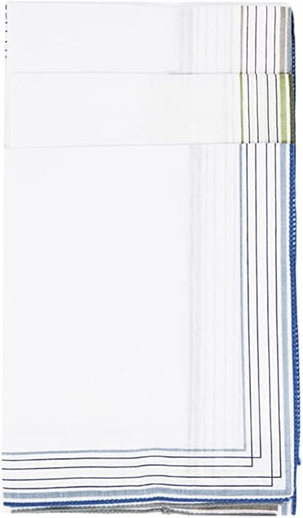 KAV Pack of 10 Men's Polycotton Handkerchief with with Imprinted Border Detail - 36x36 CM Polycotton Multifunctional Large Pocket Squares Hankies for Men