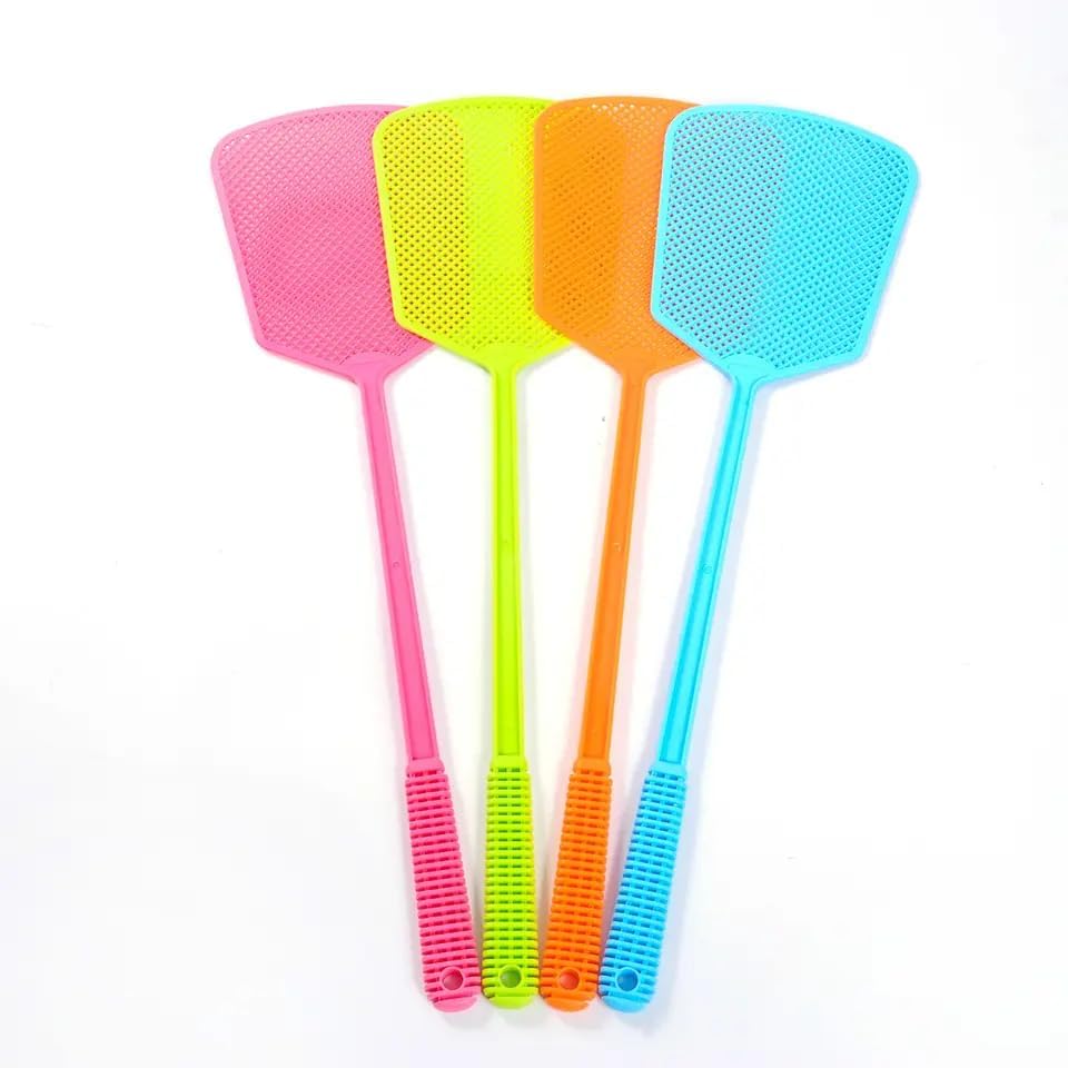 KAV Pack of 6 Fly Swat - Premium Plastic Manual Fly Swatter with Long Handle, Assorted Colours, Heavy Duty Pest Control - Size 17.5 × 4.72 inch
