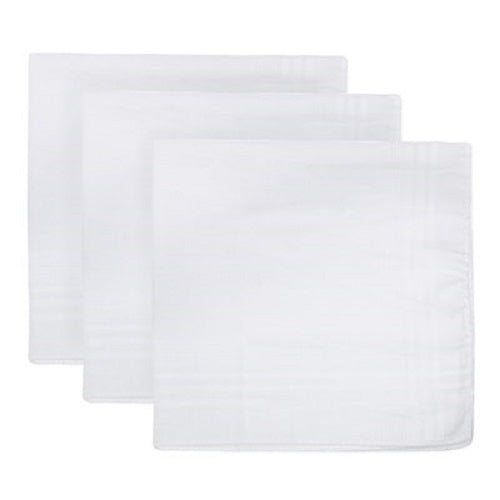 KAV 40x40 CM Mens 3pk Cotton Hankies - Soft & Durable Handkerchiefs for Men, Father, Dad, and Friends - Classic Design, Ideal for Everyday Use