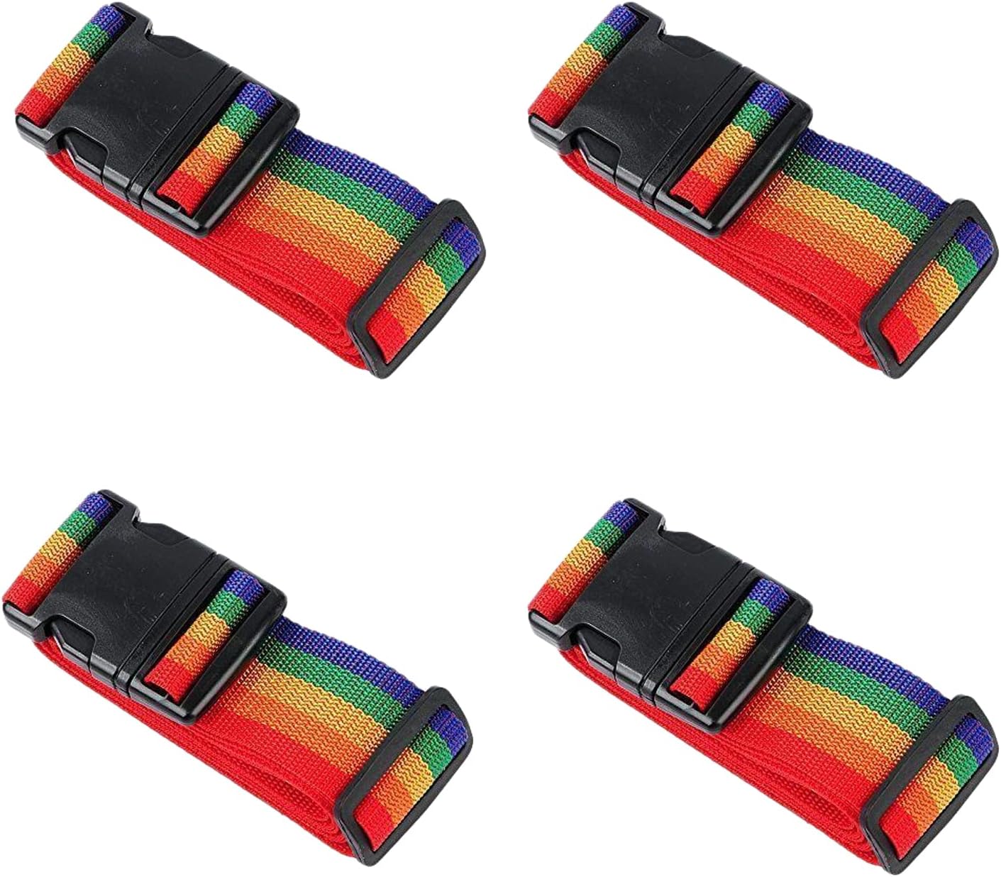 KAV 4 Pack Rainbow Luggage Straps - Heavy Duty, Suitcases Belts with Quick-Release Buckle, Non-Slip Belts for Travel Accessories Adjustable Bag Strap