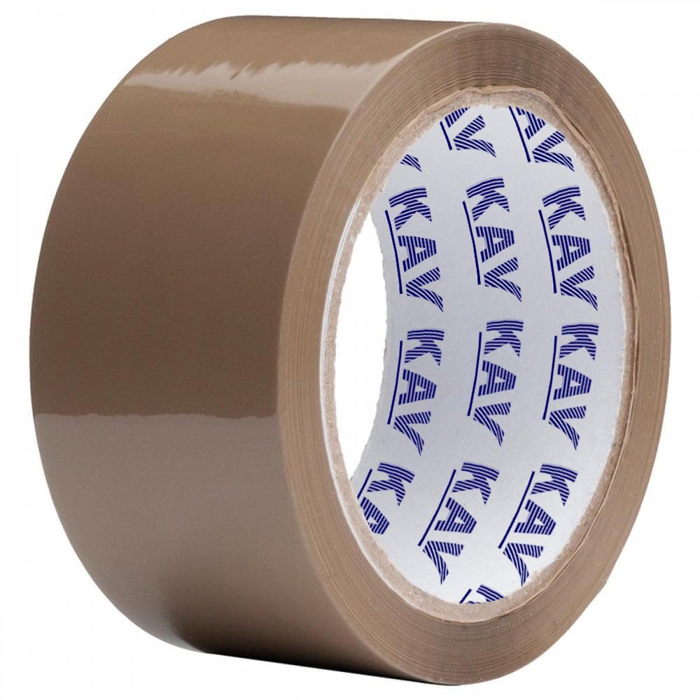 KAV Strong Adhesive Packaging Tape - 48MM x 66M Rolls for Secure Box Sealing, Heavy-Duty Parcel Tape with Improved Formula, UV and Moisture Resistant, FSC Certified