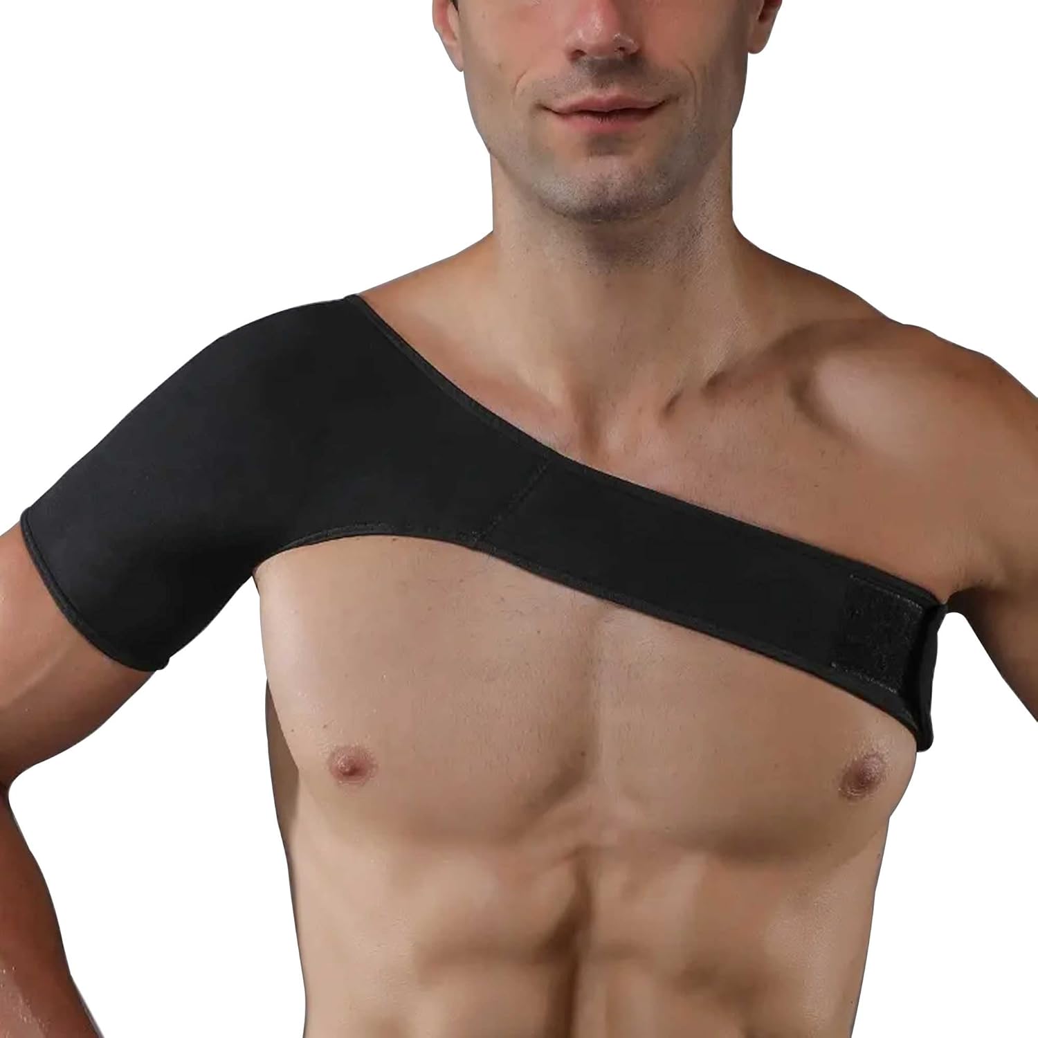 KAV Shoulder Brace Neoprene Material, Adjustable and Comfortable Sholder Support, One Size Fits All, Black Brace Posture Corrector Men and Women