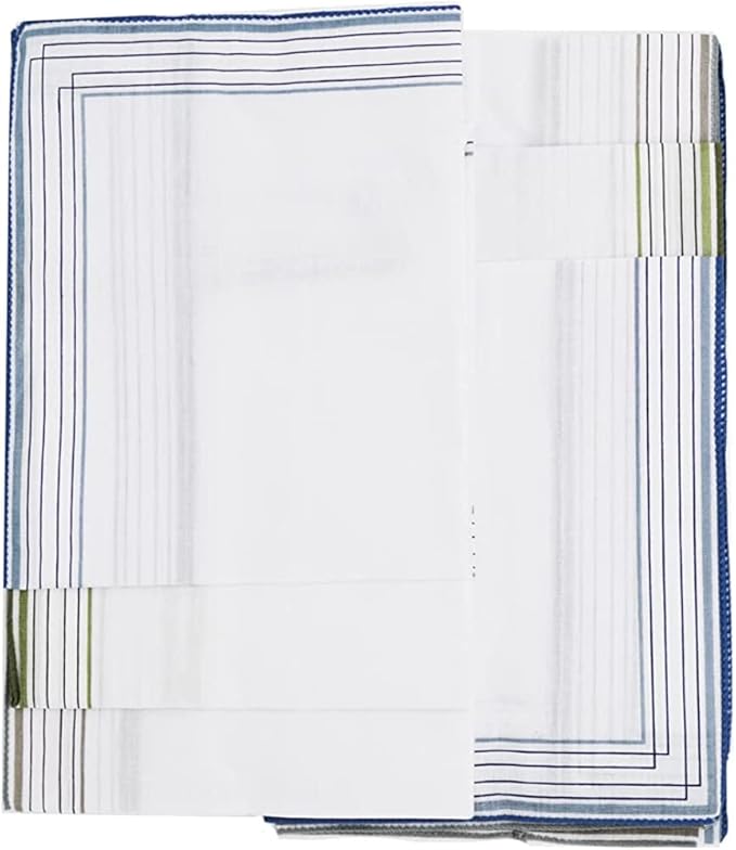 KAV Pack of 10 Men's Polycotton Handkerchief with with Imprinted Border Detail - 36x36 CM Polycotton Multifunctional Large Pocket Squares Hankies for Men