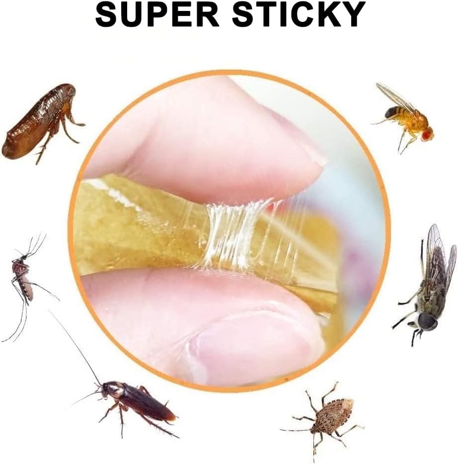 KAV Pack of 16 Sticky Fly Catchers - Effective Indoor and Outdoor Fly Trap for Bugs, Fruit Flies, Moths - Easy to Use, Powerful Sticky Glue Paper Trap
