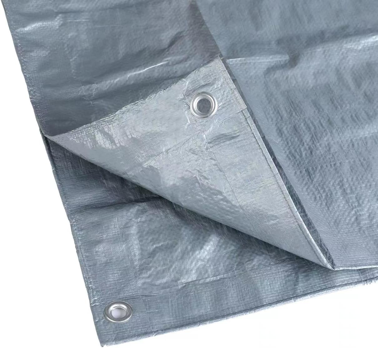 KAV Premium Tarpaulin Waterproof Heavy Duty Tarp with Eyelets Ground Sheet in Grey for Garden, Picnics, Camping, Fishing (6x6M)