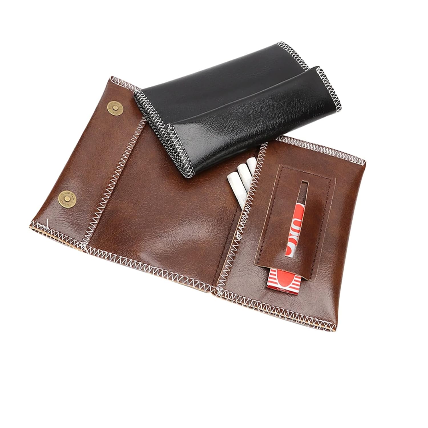 KAV Handcrafted PU Leather Tobacco Pouch - Compact and Lightweight 6.23 x 3.4 inches Size for Travel and Daily Use - Durable and Stylish Holder for Smokers