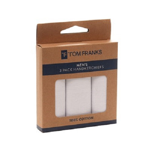KAV 40x40 CM Mens 3pk Cotton Hankies - Soft & Durable Handkerchiefs for Men, Father, Dad, and Friends - Classic Design, Ideal for Everyday Use