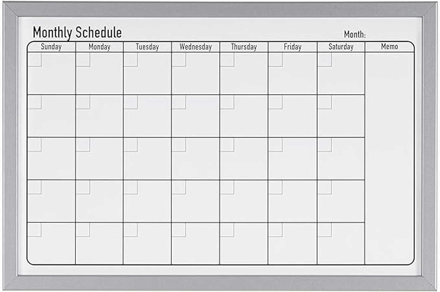 KAV Dry Wipe Magnetic Monthly Planner - Stylish Wood Effect Metal Frame Whiteboard - Organizational Board, Kitchen Meal Planner and Calendar (400x600 mm)