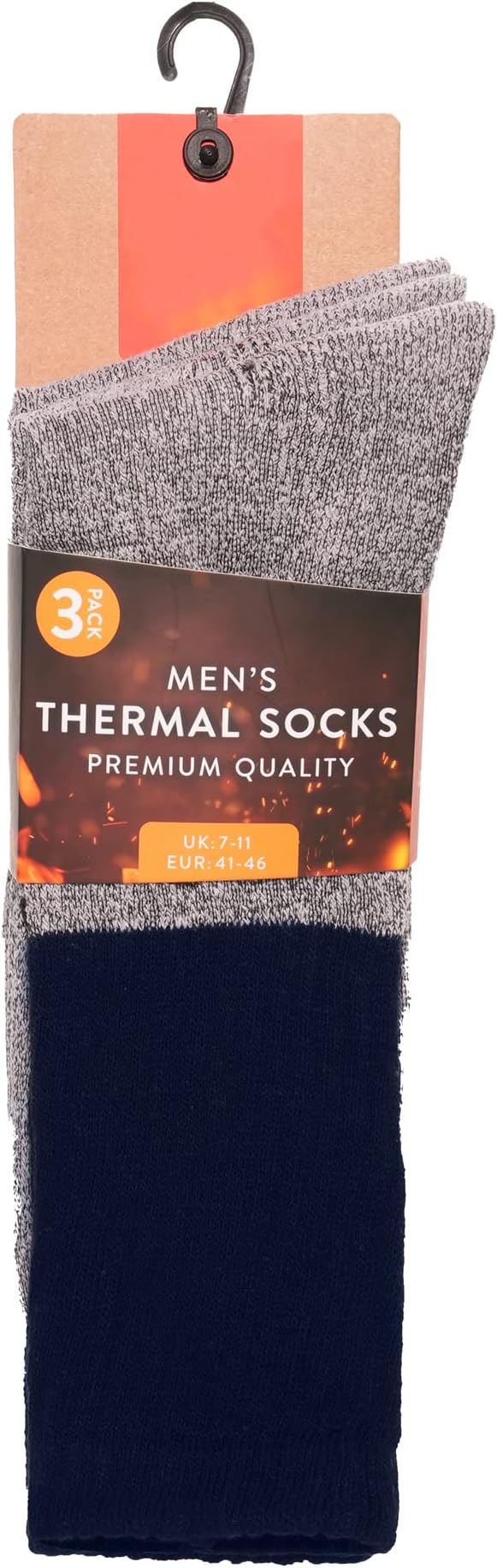 KAV Men's Premium Thick Thermal Socks - Warm Insulated Winter Boot Socks for Cold Weather - Soft, Breathable for Comfort and Support UK: 7-11 (Grey)