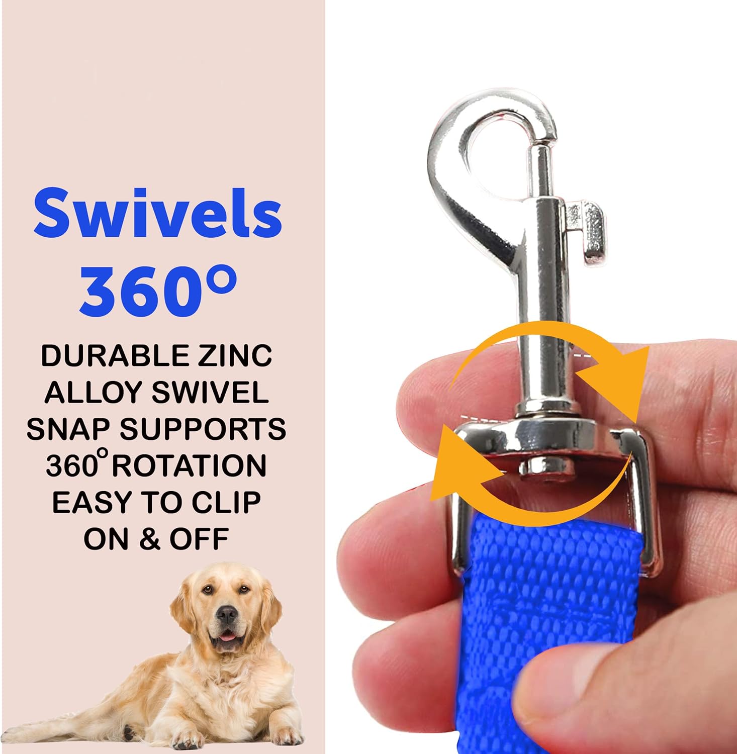 KAV Premium 10m*1.5cm Dog Training Lead for Puppy Training - Lightweight, Durable, Water Resistant Nylon Material - Swivel Buckle, D-Shape Hand Strap, for Dogs