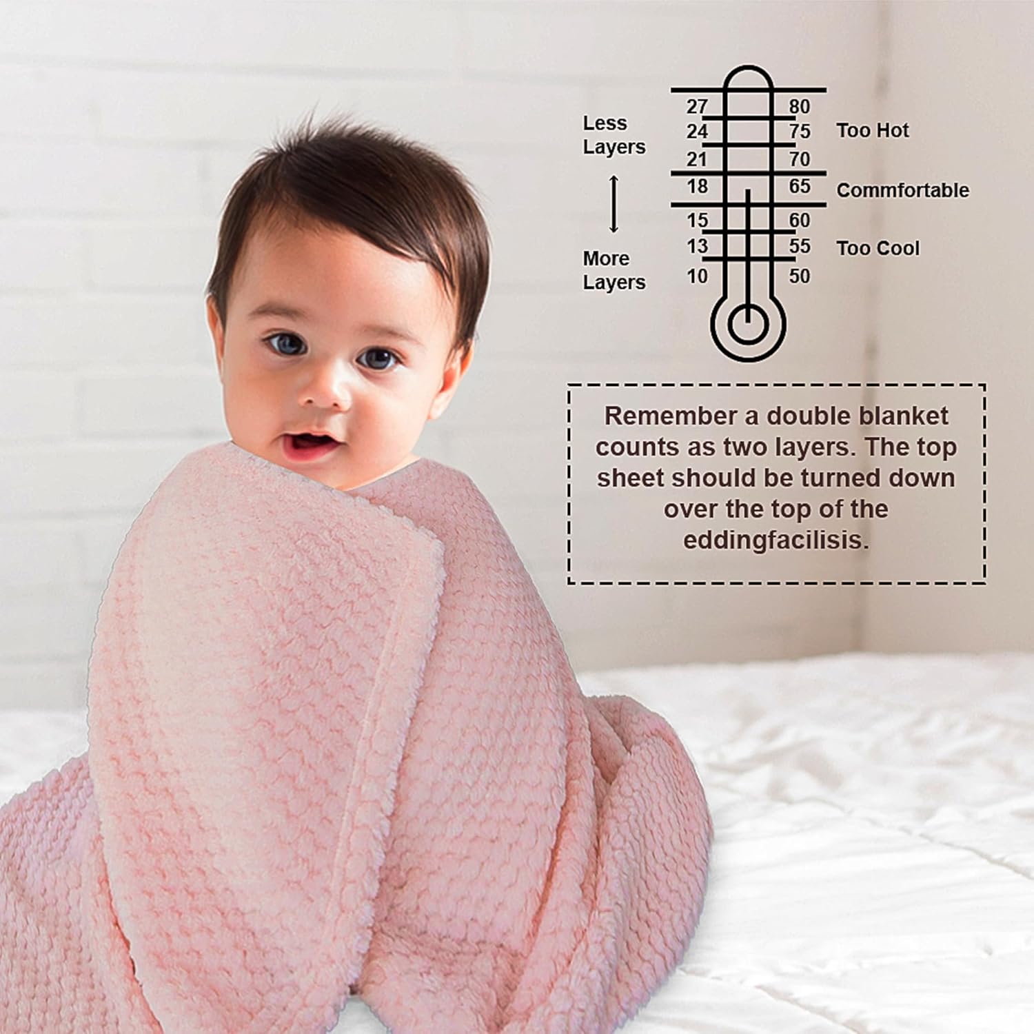 KAV Premium Fleece Baby Wrap Blanket - All-Season Comfort, Sustainable and Breathable, 75x100 cm, Easy Wash, Lightweight for Newborns, Infants, and Babies