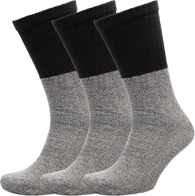 KAV Men's Premium Thick Thermal Socks - Warm Insulated Winter Boot Socks for Cold Weather - Soft, Breathable for Comfort and Support UK: 7-11 (Grey)
