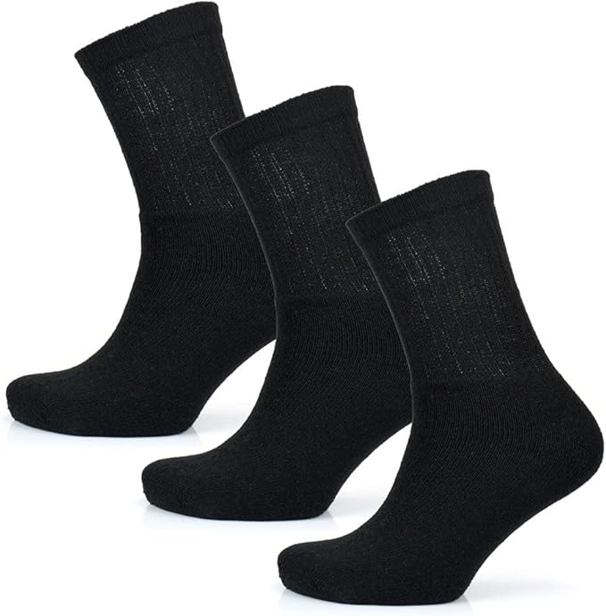 KAV Black Sports Socks for Men, 10 Pack UK Sizes 7-11 Moisture-Wicking Bland with Polycotton and Elastane - Athletic Sport Sock for Running, Training, Athletics
