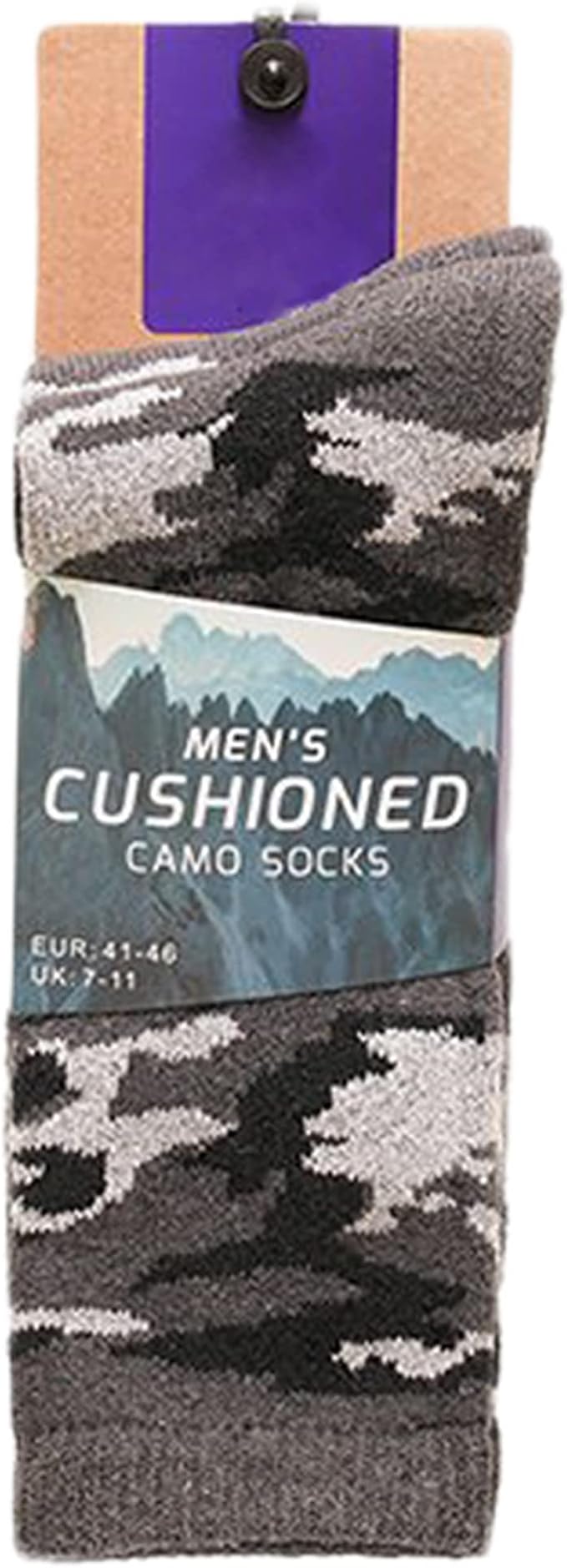 KAV Men’s Camouflage Socks 4 Pack, UK Size 7-11 – Soft Grip, Cushioned, Reinforced Heel & Toe – Comfortable Camo Socks for Outdoor Sports, Hiking, Army, Camping