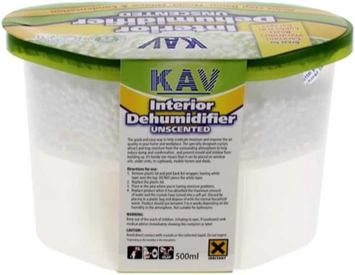 KAV Moisture Absorber Dehumidifier - Dampness Remover for Home, Kitchen, Wardrobe - Combat Dampness, Mould, Odors with Hydrophilic Crystals Dehumidifier - 500ml