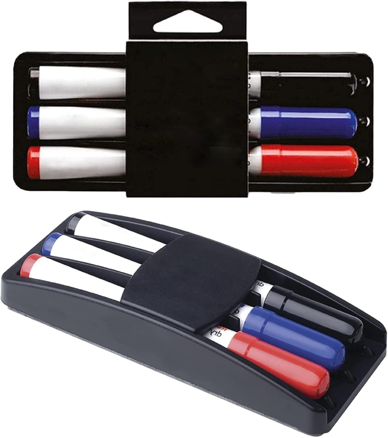 KAV Non Magnetic Eraser with 3 Dry Wipe Markers for Office, Schools, and Home - Non-Toxic Ink - Stylish Markers for Whiteboards, Flipcharts, Notice Boards
