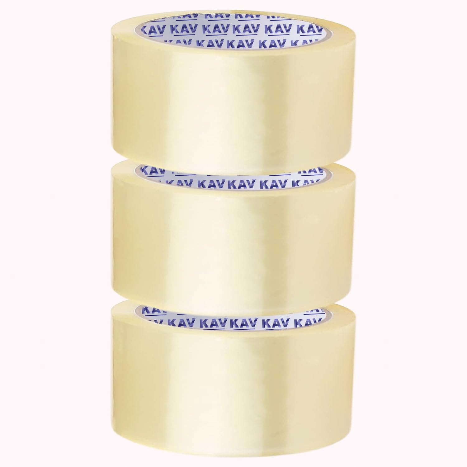 KAV Strong Adhesive Packaging Tape - 48MM x 66M Rolls for Secure Box Sealing, Heavy-Duty Parcel Tape with Improved Formula, UV and Moisture Resistant, FSC Certified