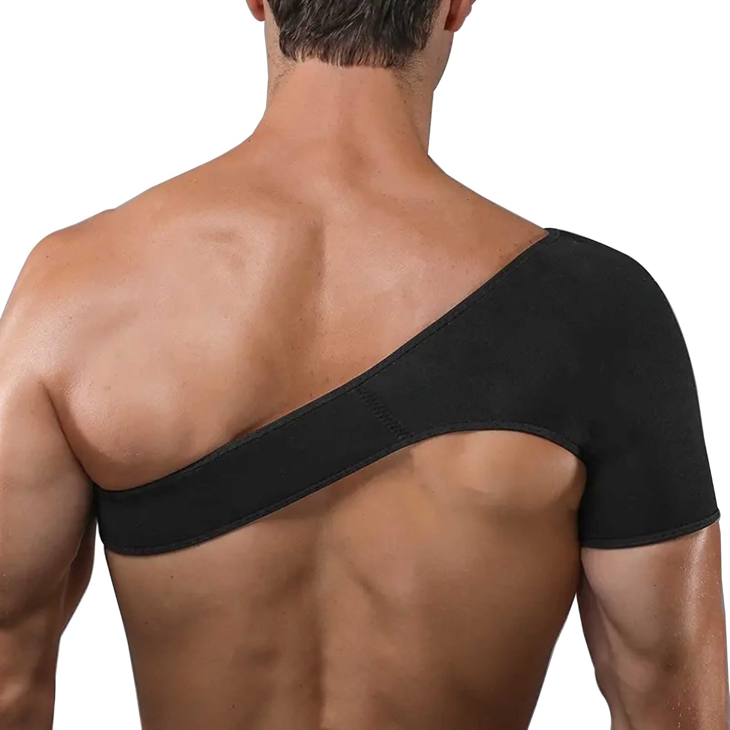 KAV Shoulder Brace Neoprene Material, Adjustable and Comfortable Sholder Support, One Size Fits All, Black Brace Posture Corrector Men and Women