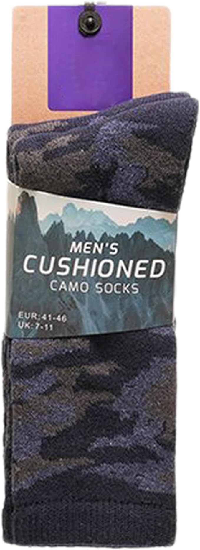 KAV Men’s Camouflage Socks 4 Pack, UK Size 7-11 – Soft Grip, Cushioned, Reinforced Heel & Toe – Comfortable Camo Socks for Outdoor Sports, Hiking, Army, Camping