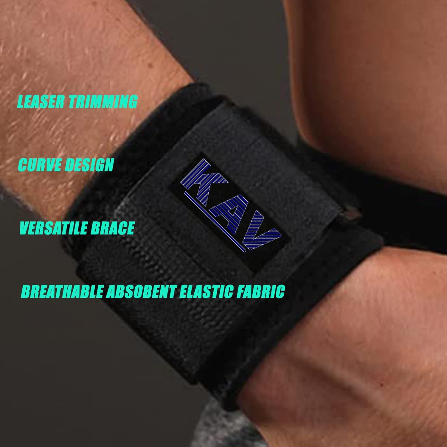 KAV 2 Pack Adjustable Wrist Straps with Compression, Non-Slip, Breathable Fabric Material, Perfect for Working Out Fitness Weightlifting, Tendonitis, Pain Relief