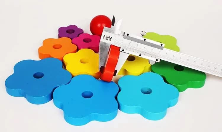 KAV Wooden Rainbow Stacking Rings - Educational Baby and Toddler Toys for Hand-Eye Coordination and Fine Motor Skills - Colourful Wooden Puzzles & Learning Toys