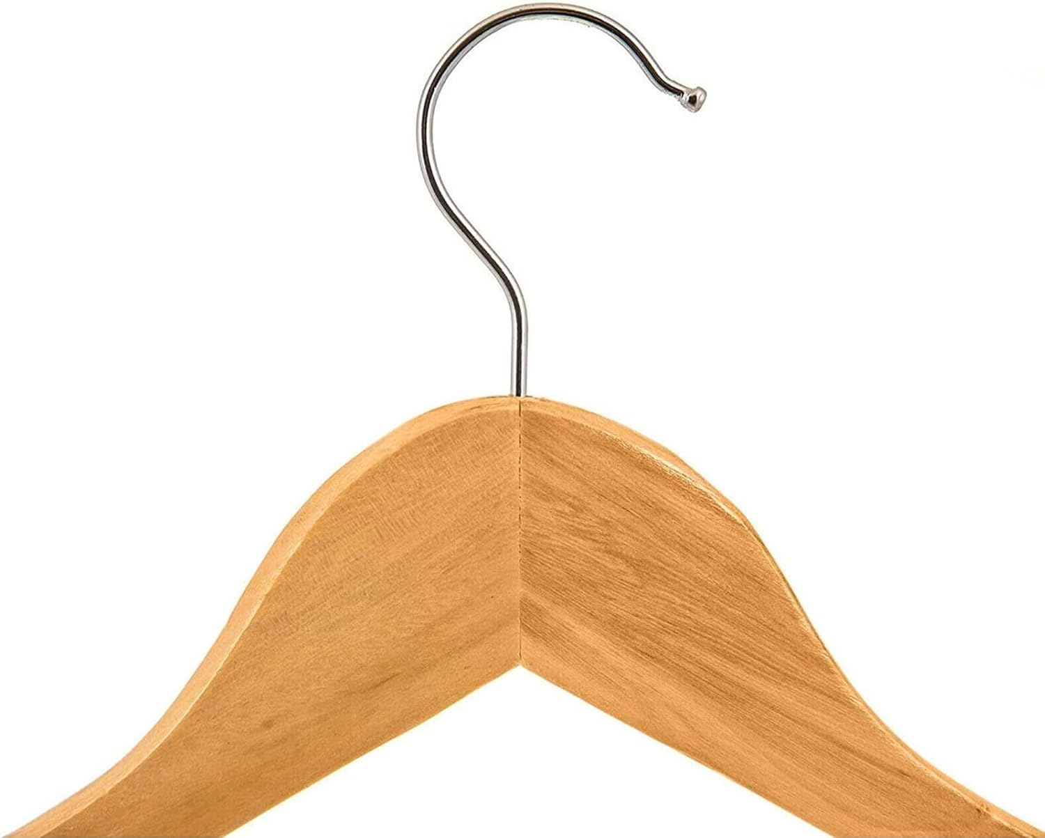KAV Wooden Hangers with Steel Hook for Coat, Clothes, Trouser, Dress - Non-Slip, Slim, Space-Saving Hanger for Wardrobe Storage Home - 20 Pack