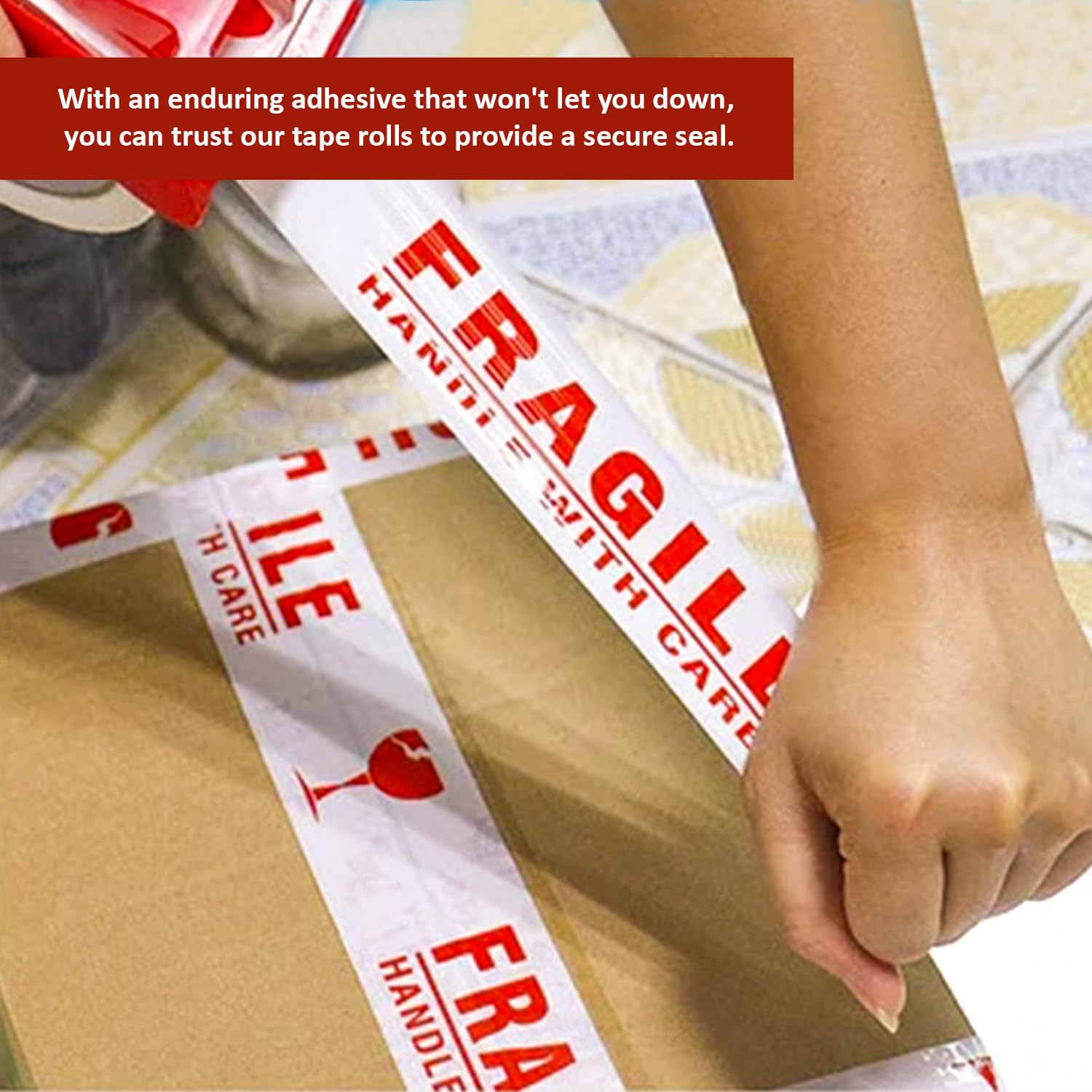 KAV Strong Adhesive Packaging Tape - 48MM x 66M Rolls for Secure Box Sealing, Heavy-Duty Parcel Tape with Improved Formula, UV and Moisture Resistant, FSC Certified