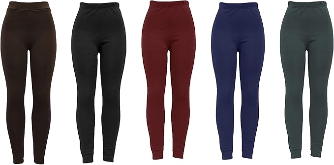 KAV Ladies Winter Thermal Tights Fleece Lined Warm Leggings - Footies Tight for Women - Winter Bottoms Stretchy Tights - One Size