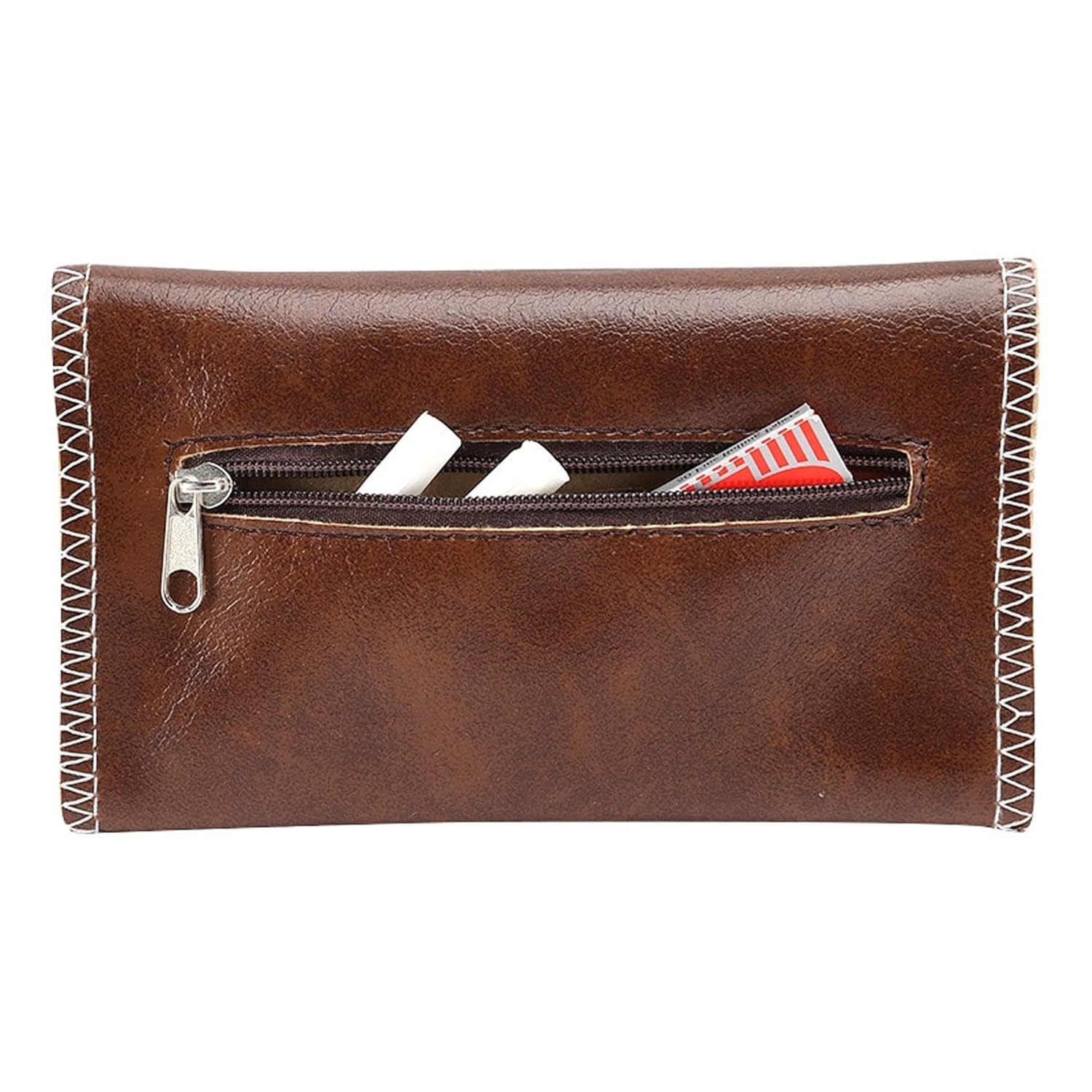 KAV Handcrafted PU Leather Tobacco Pouch - Compact and Lightweight 6.23 x 3.4 inches Size for Travel and Daily Use - Durable and Stylish Holder for Smokers
