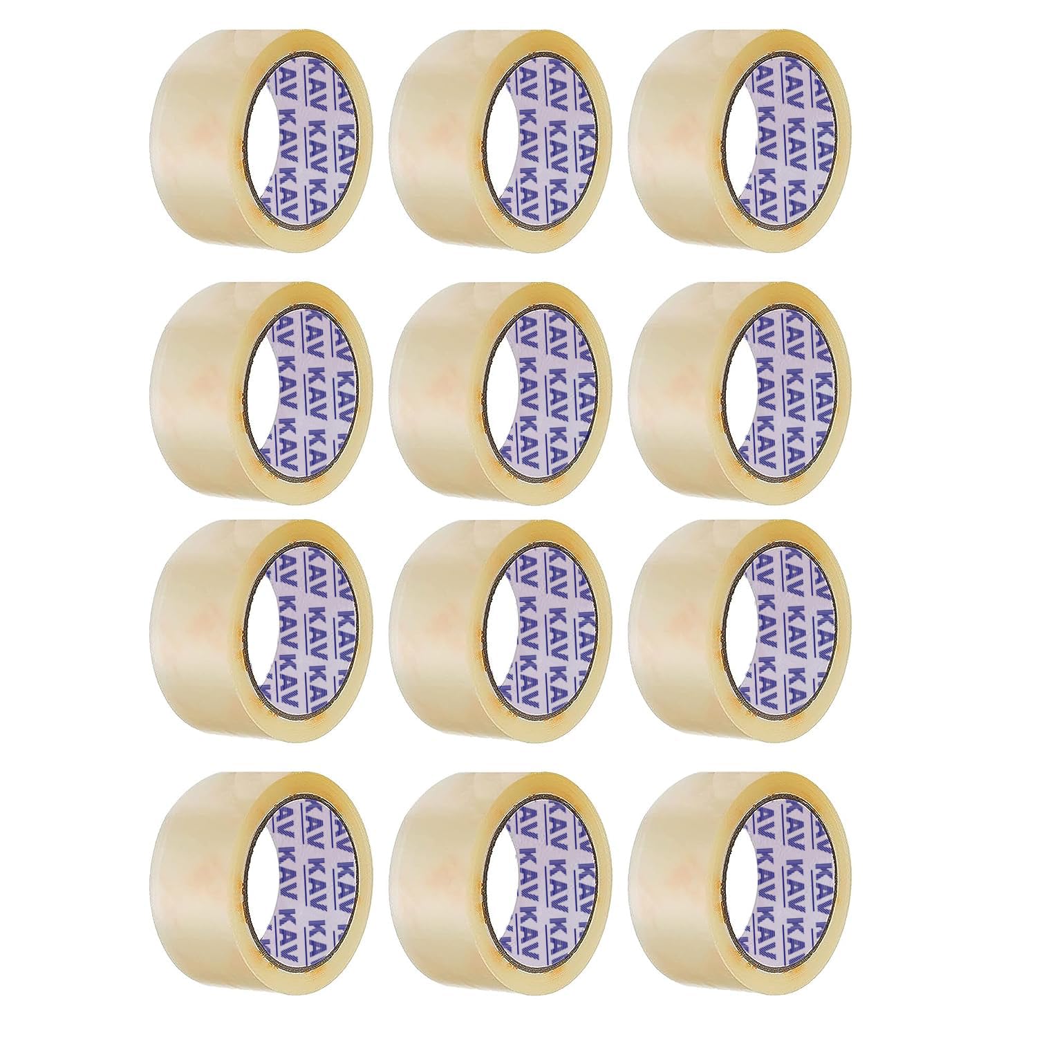 KAV Strong Adhesive Packaging Tape - 48MM x 66M Rolls for Secure Box Sealing, Heavy-Duty Parcel Tape with Improved Formula, UV and Moisture Resistant, FSC Certified