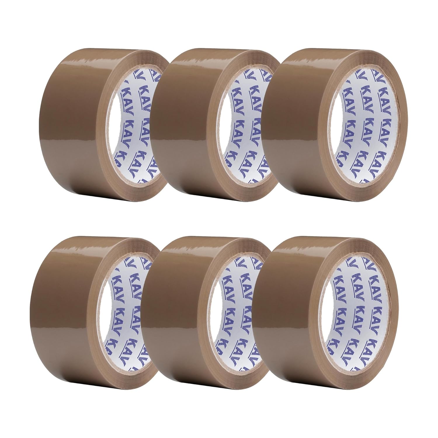 KAV Strong Adhesive Packaging Tape - 48MM x 66M Rolls for Secure Box Sealing, Heavy-Duty Parcel Tape with Improved Formula, UV and Moisture Resistant, FSC Certified