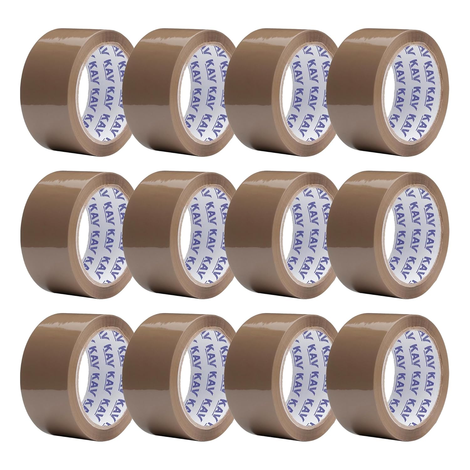 KAV Strong Adhesive Packaging Tape - 48MM x 66M Rolls for Secure Box Sealing, Heavy-Duty Parcel Tape with Improved Formula, UV and Moisture Resistant, FSC Certified