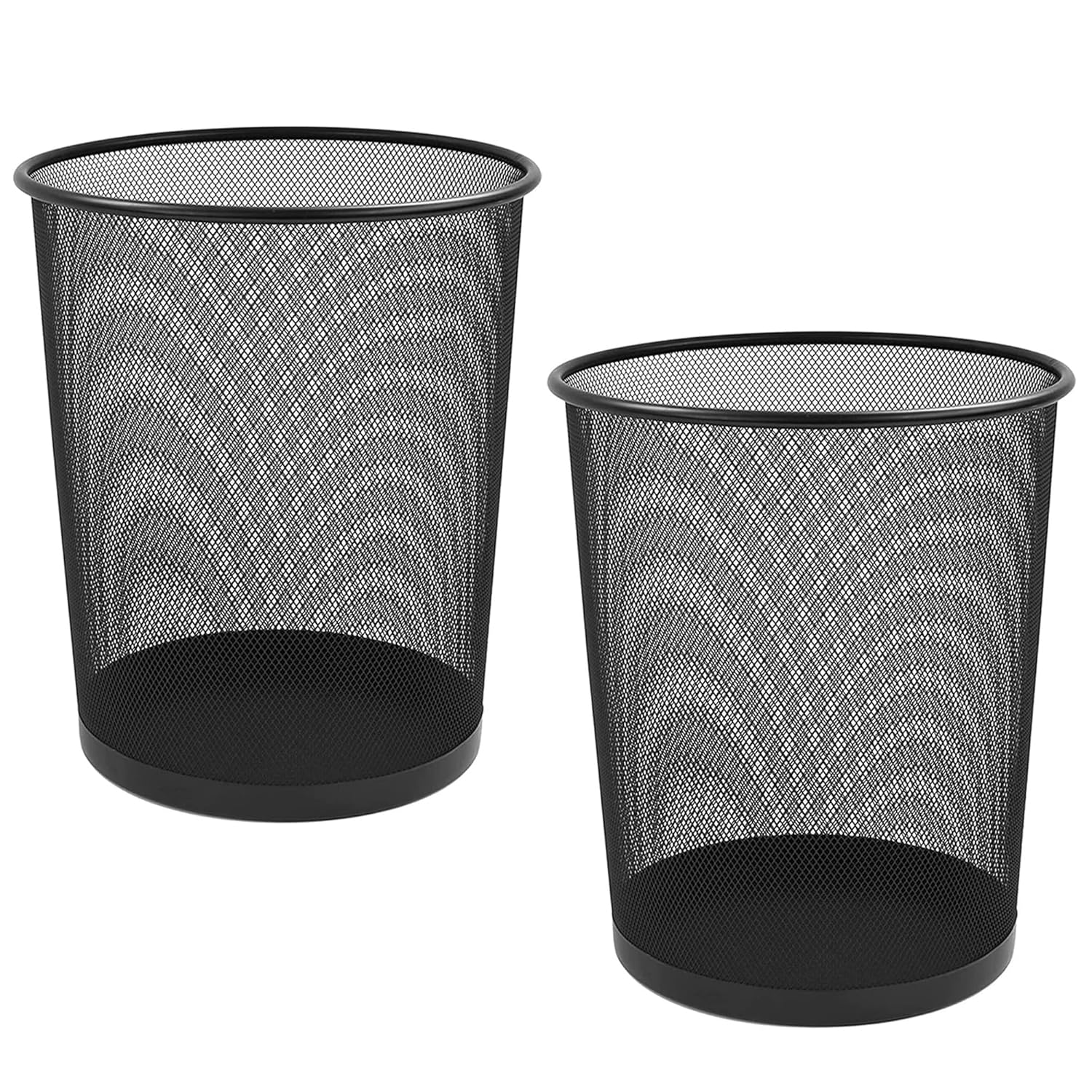 KAV Metal Mesh Wastebasket Paper Bin - Round Trash Lightweight Circular Rubbish Can for Kitchen, Bathroom, Bedroom, Dormitory, Office - Size 27x23.5x23.5 cm