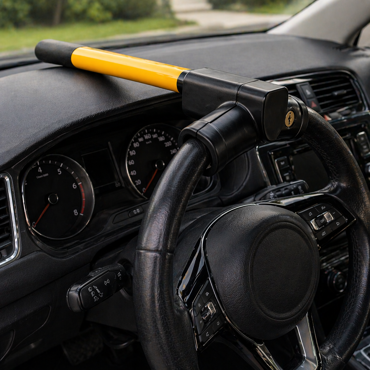 KAV Yellow T Bar Steering Wheel Lock High Visibility Anti Theft Car Va ...