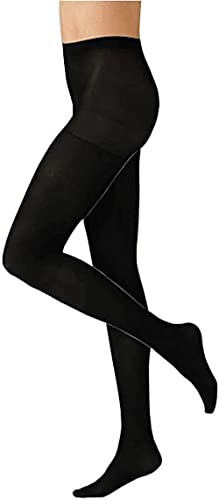 KAV Ladies Thermal Tights Opaque Fleece Lined Leggings - Thick Warm Footies Tight for Women - Winter Bottoms Tights S/M/L Sizes - Black