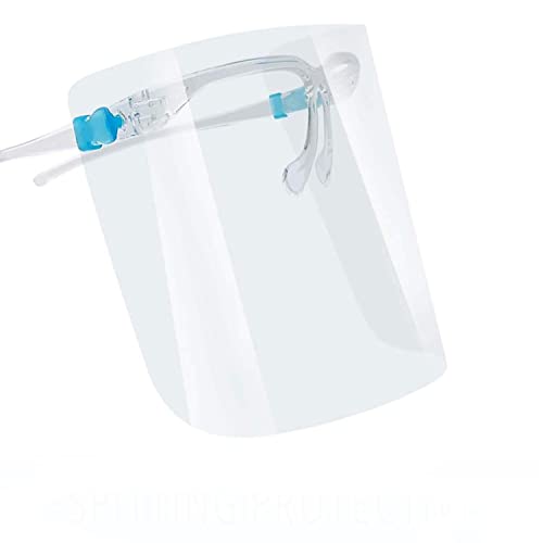 KAV Full Face Protector Shield - Visor with Glasses Frame - Double Sided Anti-Fog Effects, Lightweight, Reusable Cover - Covering Eyes, Nose, Mouth (Pack of 15)