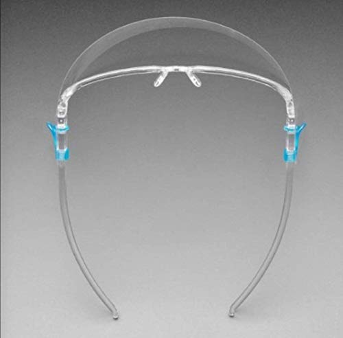 KAV® PACK OF 10 Full Face Protector Shield Visor with Glasses Frame Light Weight Splash Shield. Comfortable Business Visors with Glasses Cases Exclusive Transparent For Business Anti Fog UK Seller