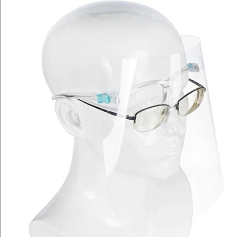 (5packs) Full Face Protector Shield Visor with Glasses Frame Light Weight Splash Shield. Comfortable Business Visors with Glasses UK Seller) Transparent Anti Fog