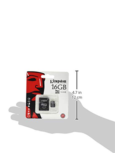 Kingston microSDHC SDC4/16GB Class 4 Flash Card + SD Adapter, Black