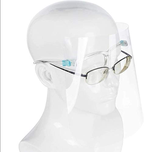 KAV® PACK OF 10 Full Face Protector Shield Visor with Glasses Frame Light Weight Splash Shield. Comfortable Business Visors with Glasses Cases Exclusive Transparent For Business Anti Fog UK Seller