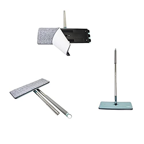 KAV Microfiber Foldable Twist Flat Spin Mop Stainless Steel Handle Cleaning Supplies Suitable for Hardwood, Marble, Tile, Laminate, Or Ceramic Floors
