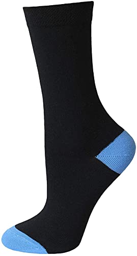 KAV Pack of 5/10/15 Pairs Ladies Colour Heel & Toe Socks in Black - Cotton Rich with Honeycomb Soft Top Stretch Breathable Multipack Socks for Work and Casual Wear (10-PACK)