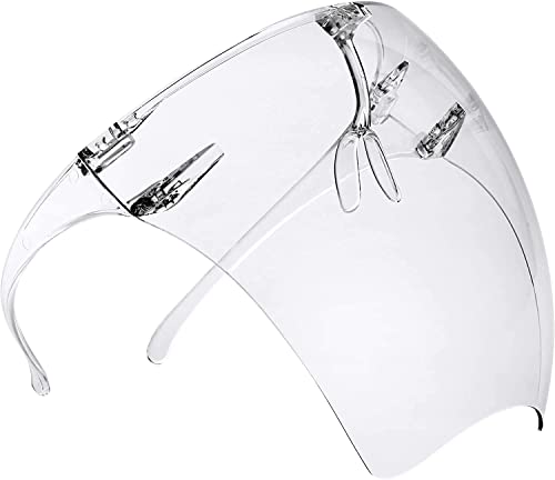 KAV Protective Shield Full Face Cover Visor Glasses, Sunglasses - Transparent, Reusable, Anti-Fog, Lightweight Protection Mask - Covering Eyes, Nose, Mouth