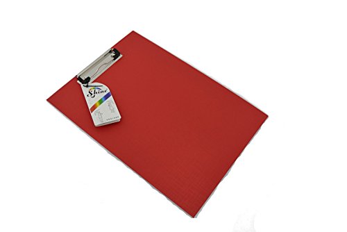 A4 Single Or Double Clipboard Solid Fool Scap Office Document Paper Holder RED Single Pack of 10