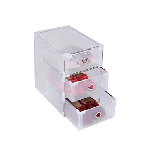 KAV 10 Plastic Drawer/Portable Shoe Storage Box Clear Stackable Organiser Transparent Folding (Drawer)