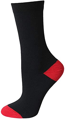 KAV Pack of 5/10/15 Pairs Ladies Colour Heel & Toe Socks in Black - Cotton Rich with Honeycomb Soft Top Stretch Breathable Multipack Socks for Work and Casual Wear (10-PACK)