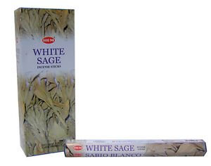WHITE SAGE INCENSE STICKS (6 PACKS=120 STICKS) in a Box WITH STICK HOLDER BY STERLING EFFECTZ